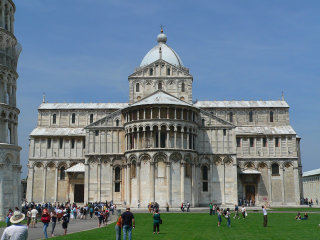 The cathedral in Miracle square in Pisa